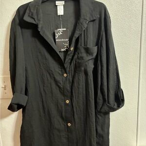 Wearabouts Black Button-Up Shirt Dress or swimsuit coverup NWT XL
